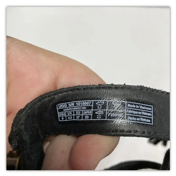 UGG Womens 1015067 Yasmin Snake Gladiator Wedge Sandal Black Leather Size 6 - Picture 8 of 8